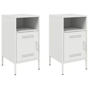 Szafki nocne 2 szt. białe 36x39x68 cm stal 851850 Szafki nocne 2 szt. białe 36x39x68 cm stal 851850