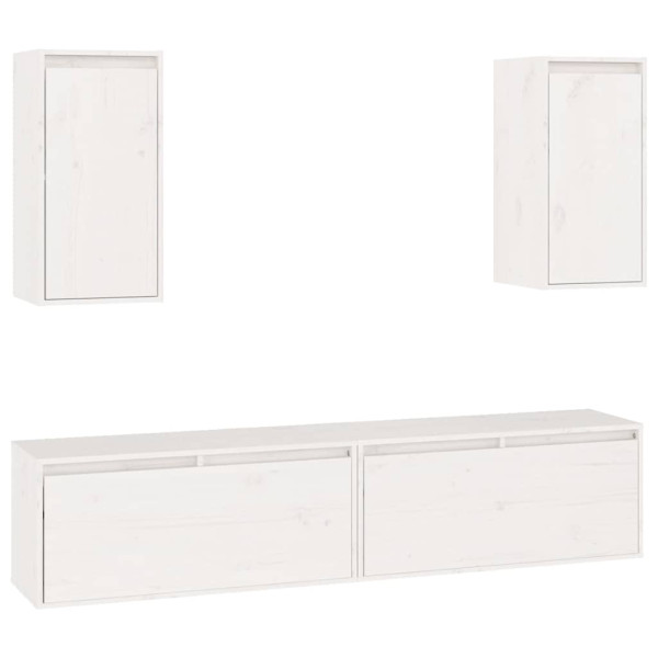 Szafki pod TV 4 szt. białe lite drewno sosnowe 853040