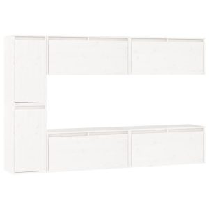 Szafki pod TV 6 szt. białe lite drewno sosnowe 853322 Szafki pod TV 6 szt. białe lite drewno sosnowe 853322