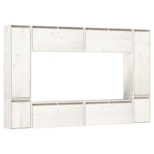 Szafki pod TV 8 szt. białe lite drewno sosnowe 853324 Szafki pod TV 8 szt. białe lite drewno sosnowe 853324