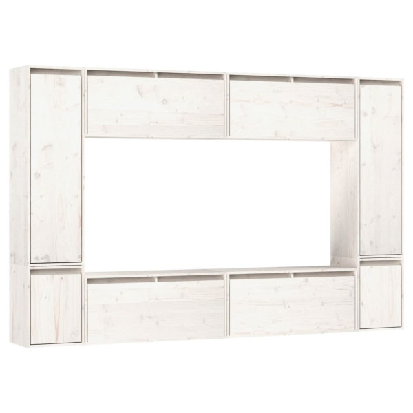 Szafki pod TV 8 szt. białe lite drewno sosnowe 853324