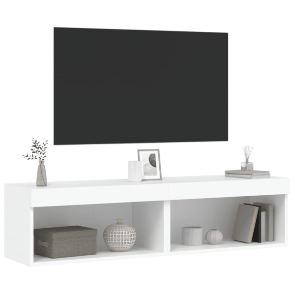 Szafki pod TV z oświetleniem LED 2 szt. białe 60x30x30 cm 764832