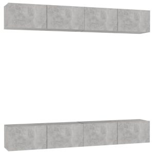Szafki telewizyjne 4 szt. szarość betonu płyta 100x30x30 cm 766397 Szafki telewizyjne 4 szt. szarość betonu płyta 100x30x30 cm 766397