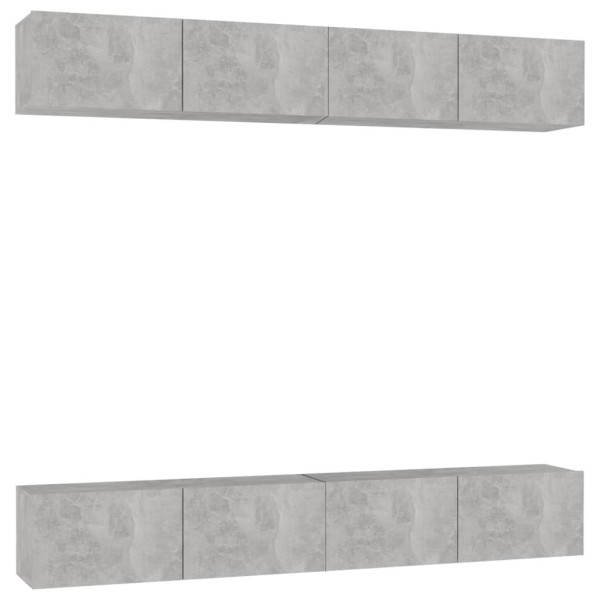 Szafki telewizyjne 4 szt. szarość betonu płyta 100x30x30 cm 766397