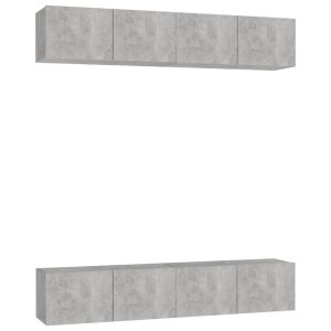 Szafki telewizyjne 4 szt. szarość betonu płyta 80x30x30 cm 766408 Szafki telewizyjne 4 szt. szarość betonu płyta 80x30x30 cm 766408