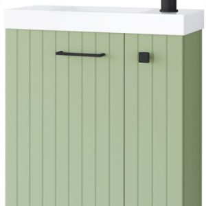 Szałwiowa szafka łazienkowa NOOK 55 z umywalką Slim-Line i czarnym uchwytem 723617 Szałwiowa szafka łazienkowa NOOK 55 z umywalką Slim-Line i czarnym uchwytem 723617