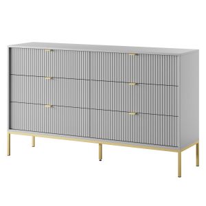 Szara Komoda z szufladami na metalowych nóżkach 154cm Nilo ps 1005375 Szara Komoda z szufladami na metalowych nóżkach 154cm Nilo ps 1005375