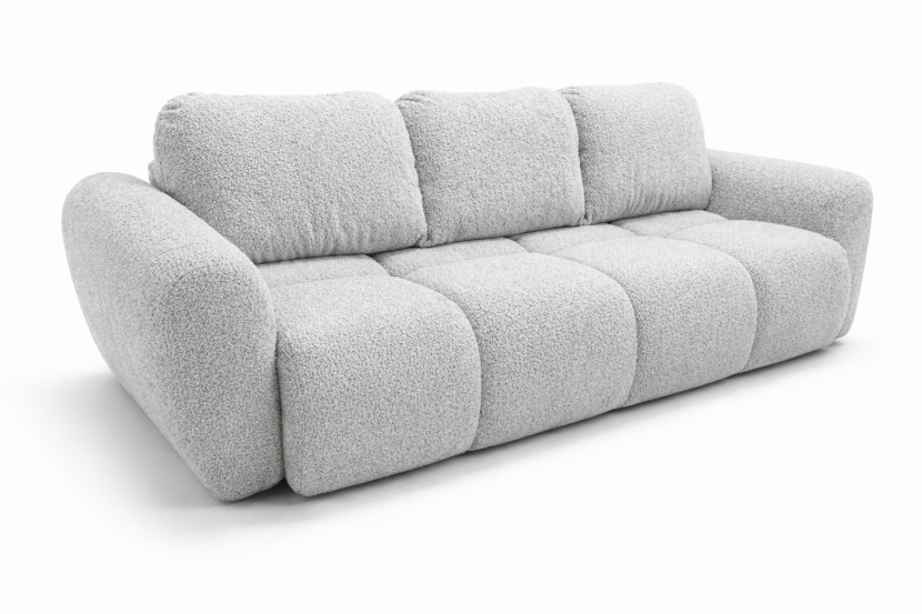 Szara Sofa Boucle Premium 250 cm Kanapa Rozkładana z Pojemnikiem Agnelo 1038427