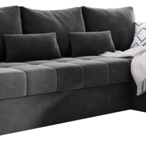 Szara sofa narożna z funkcją spania i pojemnikiem MIO 465930 Szara sofa narożna z funkcją spania i pojemnikiem MIO 465930