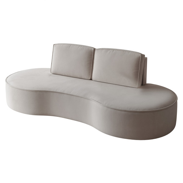 Szara sofa tapicerowana do salonu SOFIA o zaokrąglonych bokach 704045