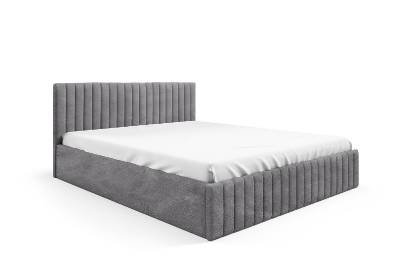 Szare łóżko do sypialni SONA typu boucle AB07 140x200 343849
