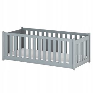 Szare łóżko podłogowe z barierkami i stelażem flex CONCEPT 80×200 popiel 848971 Szare łóżko podłogowe z barierkami i stelażem flex CONCEPT 80×200 popiel 848971