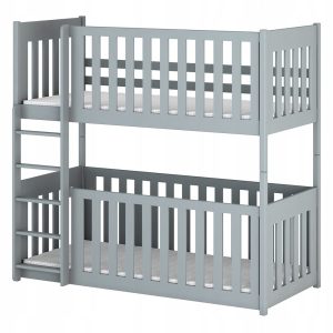 Szare łóżko podwójne piętrowe z barierkami ochronnymi KONRAD 90×200 popiel 873584 Szare łóżko podwójne piętrowe z barierkami ochronnymi KONRAD 90×200 popiel 873584