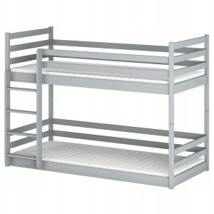 Szare niskie łóżko piętrowe z drabinką uniwersalną MINI 80×190 popiel 873328 Szare niskie łóżko piętrowe z drabinką uniwersalną MINI 80×190 popiel 873328