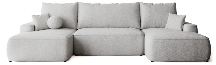 Szary narożnik z funkcją spania boucle CARMELLO U 701788