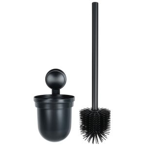 Szczotka do toalety silikonowa z pojemnikiem wisząca czarna 35 cm 748174 Szczotka do toalety silikonowa z pojemnikiem wisząca czarna 35 cm 748174