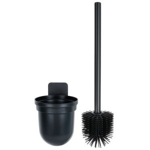 Szczotka do toalety silikonowa z pojemnikiem wisząca czarna 35 cm 748173 Szczotka do toalety silikonowa z pojemnikiem wisząca czarna 35 cm 748173
