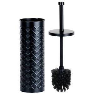 Szczotka do toalety ze stojakiem metalowa czarna 38×10 cm 748177 Szczotka do toalety ze stojakiem metalowa czarna 38×10 cm 748177
