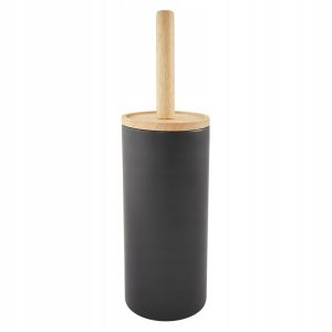 Szczotka do wc toalety czarna z drewnianym uchwytem eco 234733