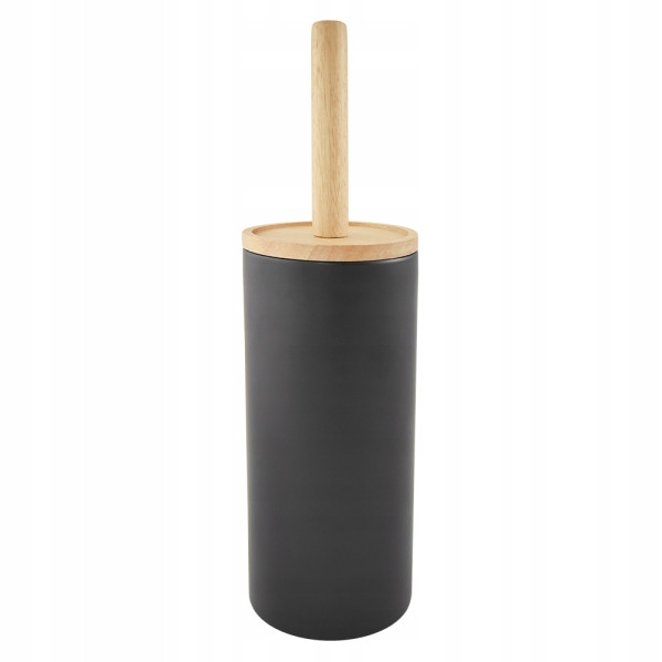 Szczotka do wc toalety czarna z drewnianym uchwytem eco 234733