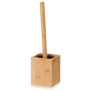 Szczotka do WC z pojemnikiem bambusowym kwadratowa czarna główka styl boho 1064546 Szczotka do WC z pojemnikiem bambusowym kwadratowa czarna główka styl boho 1064546