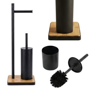 Szczotka do WC z uchwytem na papier toaletowy i bambusową podstawką IVLO 963108 Szczotka do WC z uchwytem na papier toaletowy i bambusową podstawką IVLO 963108