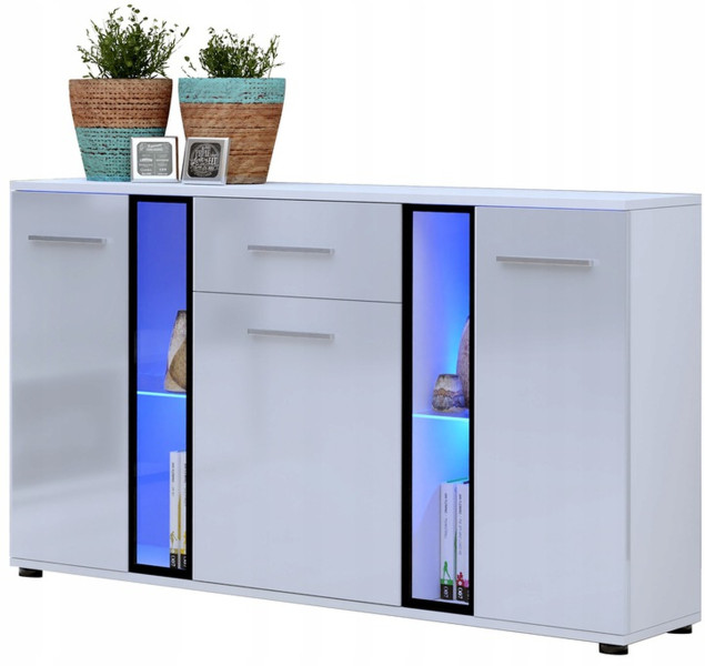 Szeroka komoda 140 cm biały połysk CUBE 717621
