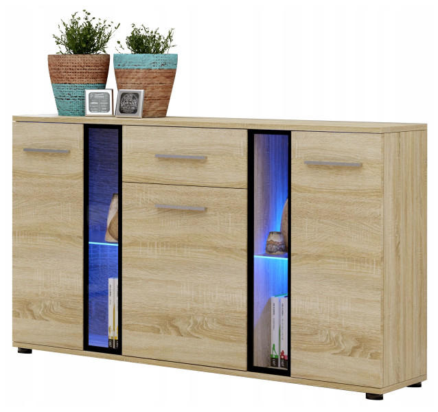 Szeroka komoda 140 cm dąb sonoma CUBE 717618