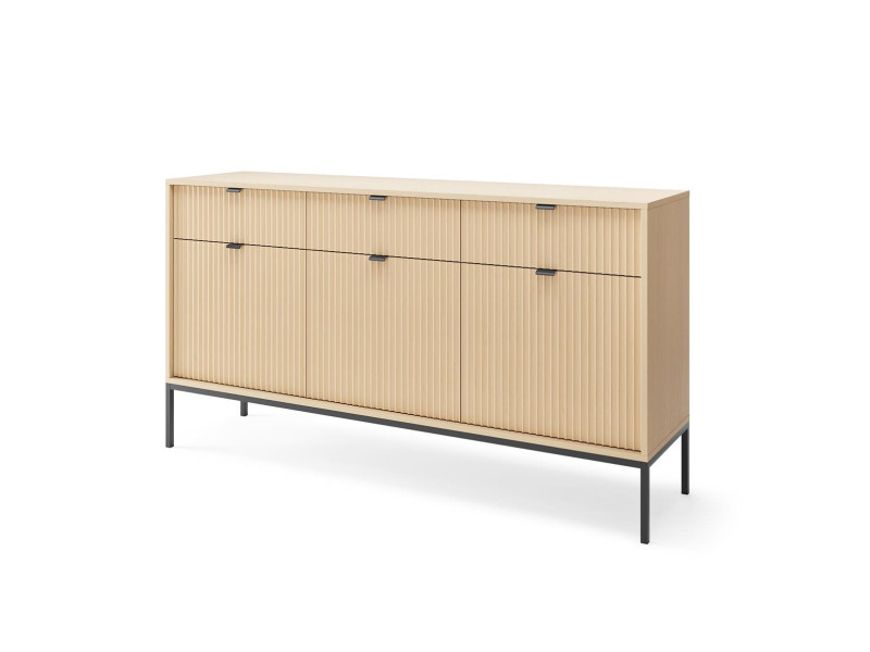 Szeroka komoda trzydrzwiowa z szufladami Nova 154cm w kolorze Dąb Vicenza 828826