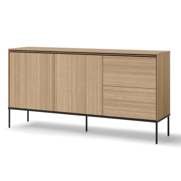 Szeroka komoda VISSO z czarnymi detalami w stylu loft - 2 drzwi, 2 szuflady 718238