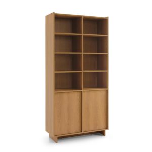 Szeroki Regał Biblioteczka SUNA 200×98 cm Dąb Karmel z Drzwiczkami Japandi 1005711