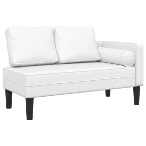 Szezlong Biały Tapicerowany Leżanka Sofa Fotel Łóżko Sztuczna Skóra 792074