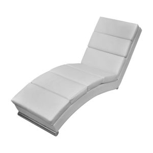 Szezlong Biały Tapicerowany Leżanka Sofa Fotel Łóżko Sztuczna Skóra 792079