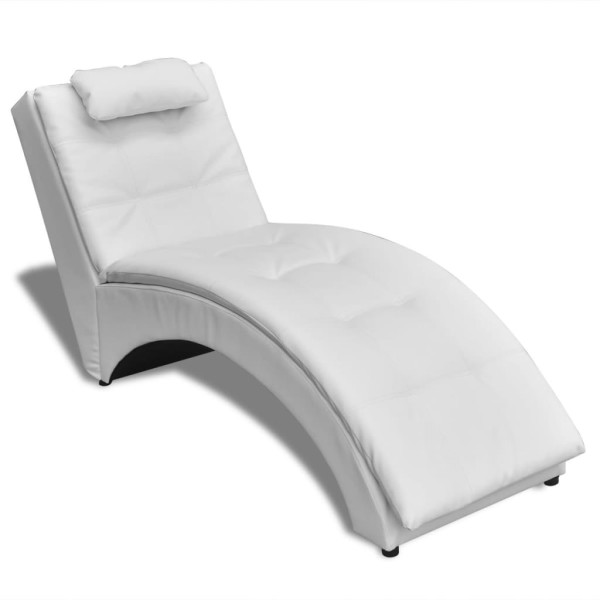 Szezlong Biały Tapicerowany Leżanka Sofa Fotel Łóżko Sztuczna Skóra 792065