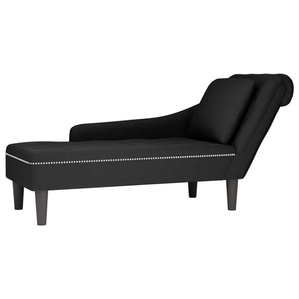 Szezlong Czarny Tapicerowany Leżanka Sofa Fotel Łóżko Aksamit 792308