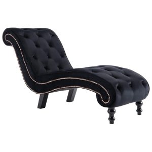 Szezlong Czarny Tapicerowany Leżanka Sofa Fotel Łóżko Aksamit 792720 Szezlong Czarny Tapicerowany Leżanka Sofa Fotel Łóżko Aksamit 792720