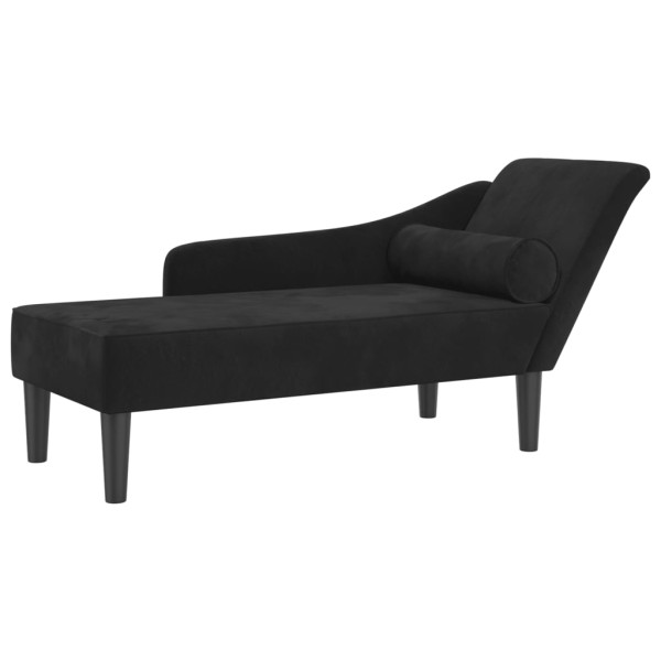Szezlong Czarny Tapicerowany Leżanka Sofa Fotel Łóżko Aksamit 793252