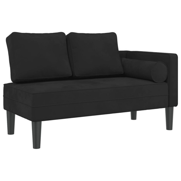 Szezlong Czarny Tapicerowany Leżanka Sofa Fotel Łóżko Aksamitamitem 793262