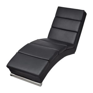 Szezlong Czarny Tapicerowany Leżanka Sofa Fotel Łóżko Sztuczna Skóra 792083 Szezlong Czarny Tapicerowany Leżanka Sofa Fotel Łóżko Sztuczna Skóra 792083
