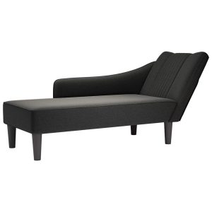 Szezlong Czarny Tapicerowany Leżanka Sofa Fotel Łóżko Tkanina 793219 Szezlong Czarny Tapicerowany Leżanka Sofa Fotel Łóżko Tkanina 793219