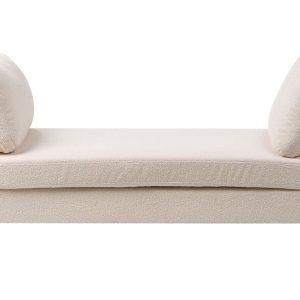 Szezlong leżanka tapicerowana boucle z poduchami jednoosobowa złamana biel 870336 Szezlong leżanka tapicerowana boucle z poduchami jednoosobowa złamana biel 870336