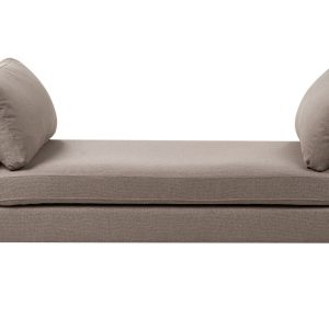 Szezlong leżanka tapicerowana z poduchami jednoosobowa beżowoszare 870339 Szezlong leżanka tapicerowana z poduchami jednoosobowa beżowoszare 870339