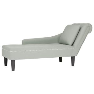 Szezlong Szary Tapicerowany Leżanka Sofa Fotel Łóżko Aksamit 792297 Szezlong Szary Tapicerowany Leżanka Sofa Fotel Łóżko Aksamit 792297