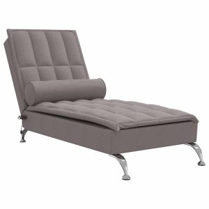 Szezlong z Masażem Fotel Sofa Masująca z Wałkiem Brązowy Obity Tkaniną 793288 Szezlong z Masażem Fotel Sofa Masująca z Wałkiem Brązowy Obity Tkaniną 793288