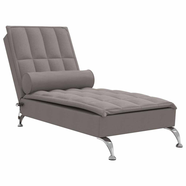 Szezlong z Masażem Fotel Sofa Masująca z Wałkiem Brązowy Obity Tkaniną 793288