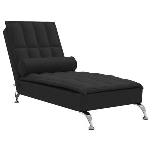 Szezlong z Masażem Fotel Sofa Masująca z Wałkiem Czarny Obity Tkaniną 793242 Szezlong z Masażem Fotel Sofa Masująca z Wałkiem Czarny Obity Tkaniną 793242