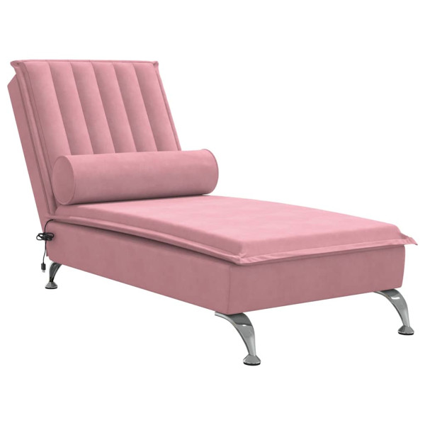 Szezlong z Masażem Fotel Sofa Masująca z Wałkiem Różowy Aksamit 793248