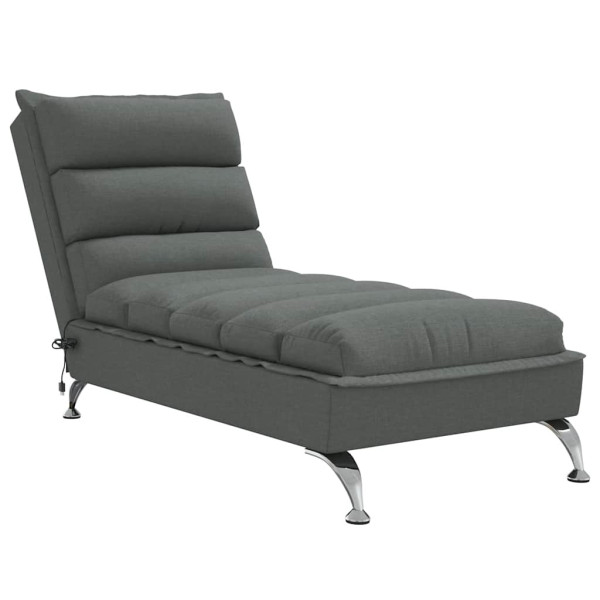 Szezlong z Masażem Fotel Sofa Masująca z Wałkiem Szary Obity Tkaniną 793284