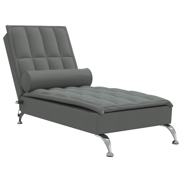 Szezlong z Masażem Fotel Sofa Masująca z Wałkiem Szary Obity Tkaniną 793250
