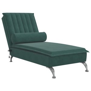 Szezlong z Masażem Fotel Sofa Masująca z Wałkiem Zielony Aksamit 793243 Szezlong z Masażem Fotel Sofa Masująca z Wałkiem Zielony Aksamit 793243